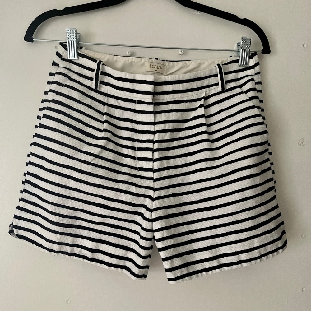 J.Crew Navy and white pleated shorts